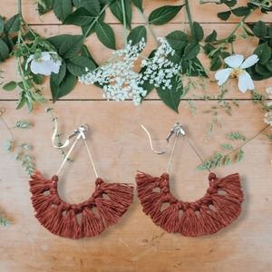 Red fringe earrings